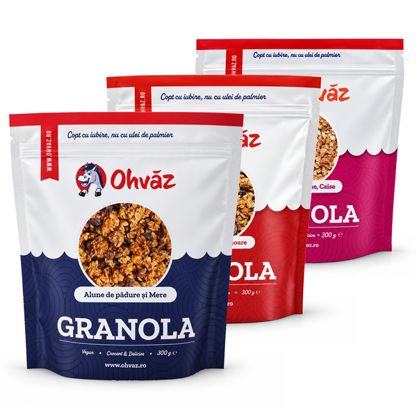 Pachet 3 Arome Granola Vegană, Ohvăz, 900 g