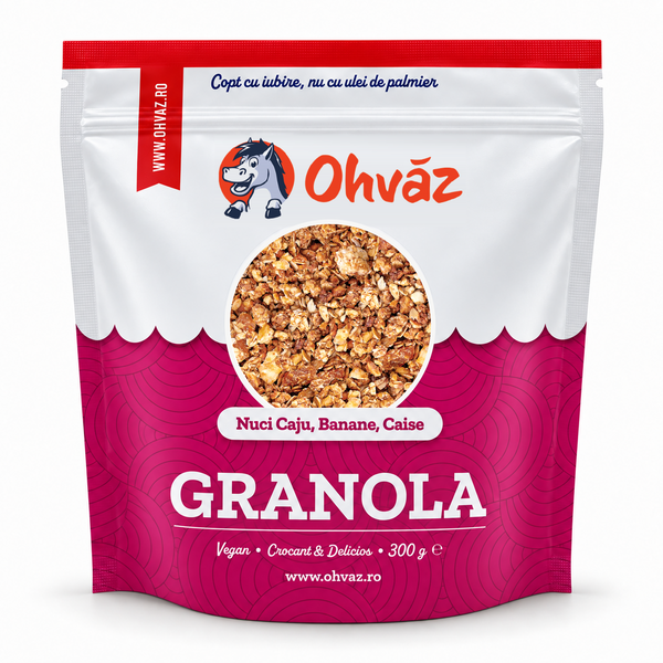 Granola Vegană cu Caju, Banane și Caise, Ohvăz, 300 g
