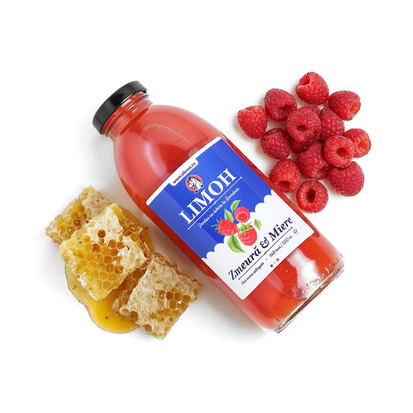Limonadă Naturală cu Zmeură și Miere, Ohvăz, 500 ml