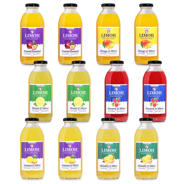 Pachet 12 Limonade Naturale cu Miere, 6 Arome, Ohvăz, 6 l