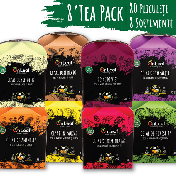 Pachet 8 Ceaiuri, 80 Infuzii de Răsfăț + 80 Fructe Uscate, 346 g