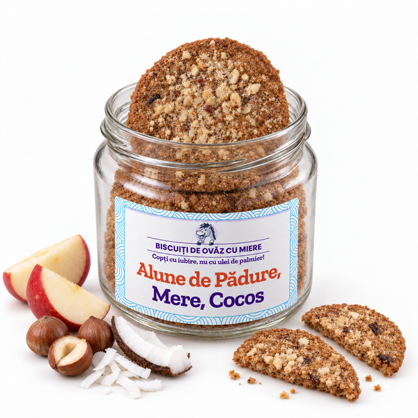 Biscuiți de Ovăz cu Miere, Alune de Pădure, Mere și Cocos, Ohvăz, 130 g