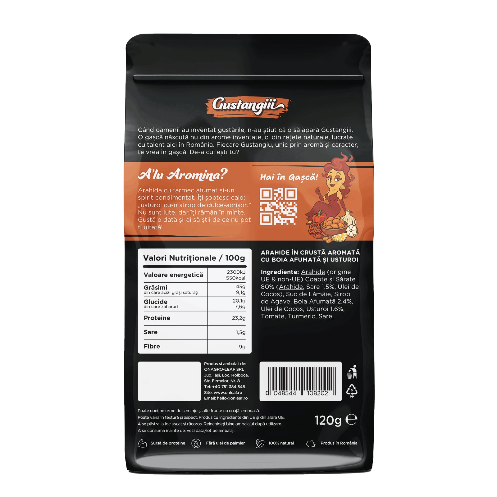 Arahide Aromate, cu Usturoi și Boia Afumată, 120 g