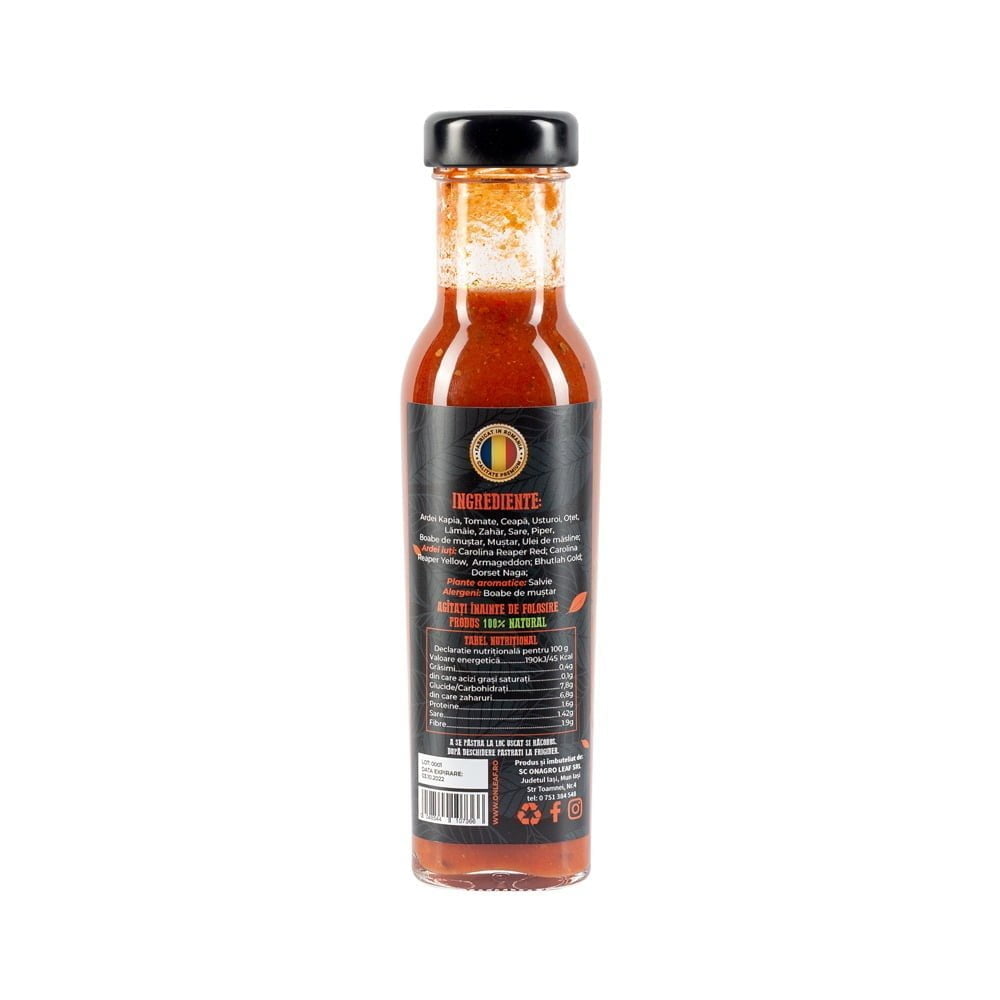 Sos Iute Creaper Spicy, Iuțime 3/6, cu Carolina Reaper, 280 g