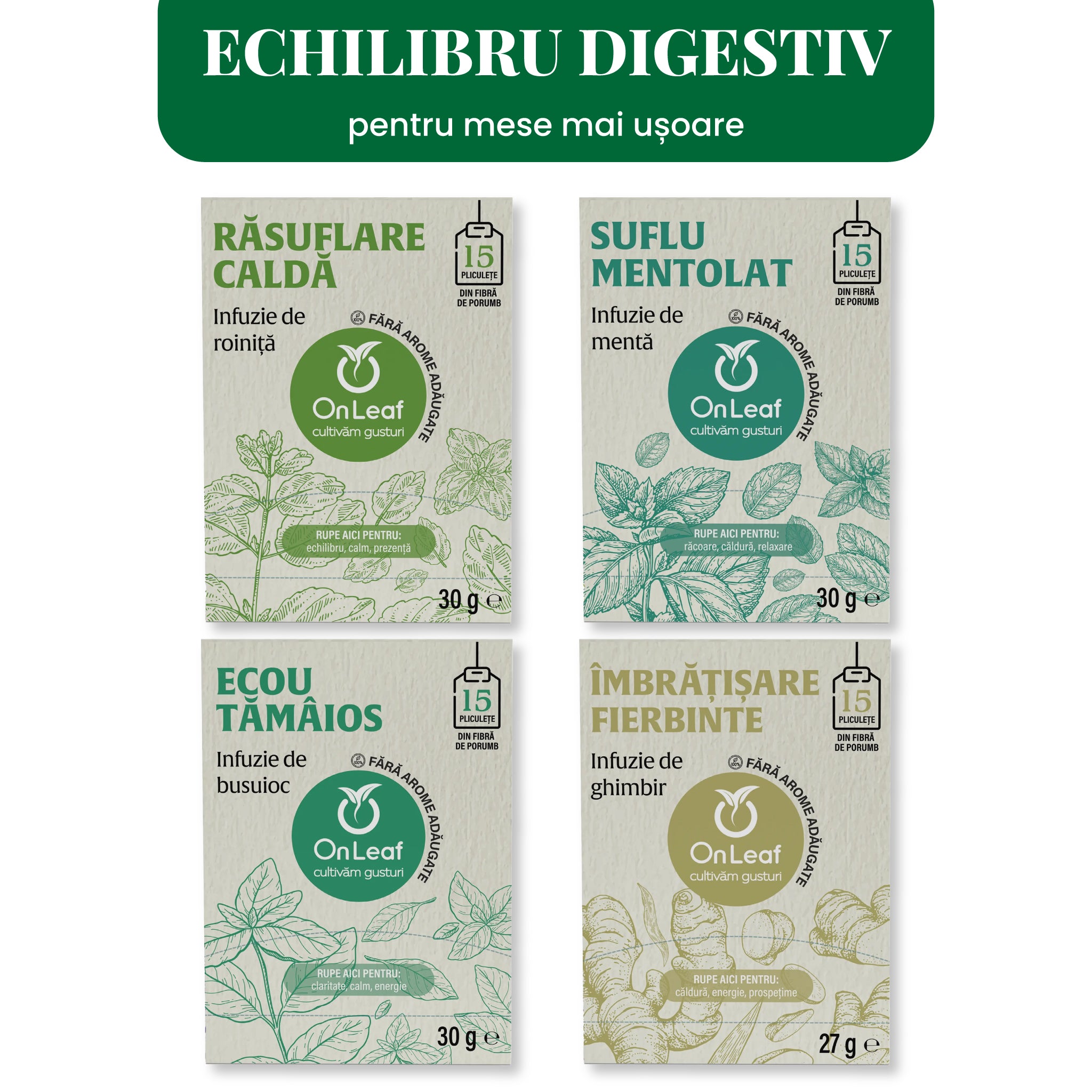 Pachet 4 Ceaiuri, Echilibru Digestiv, 60 Infuzii, 111 g
