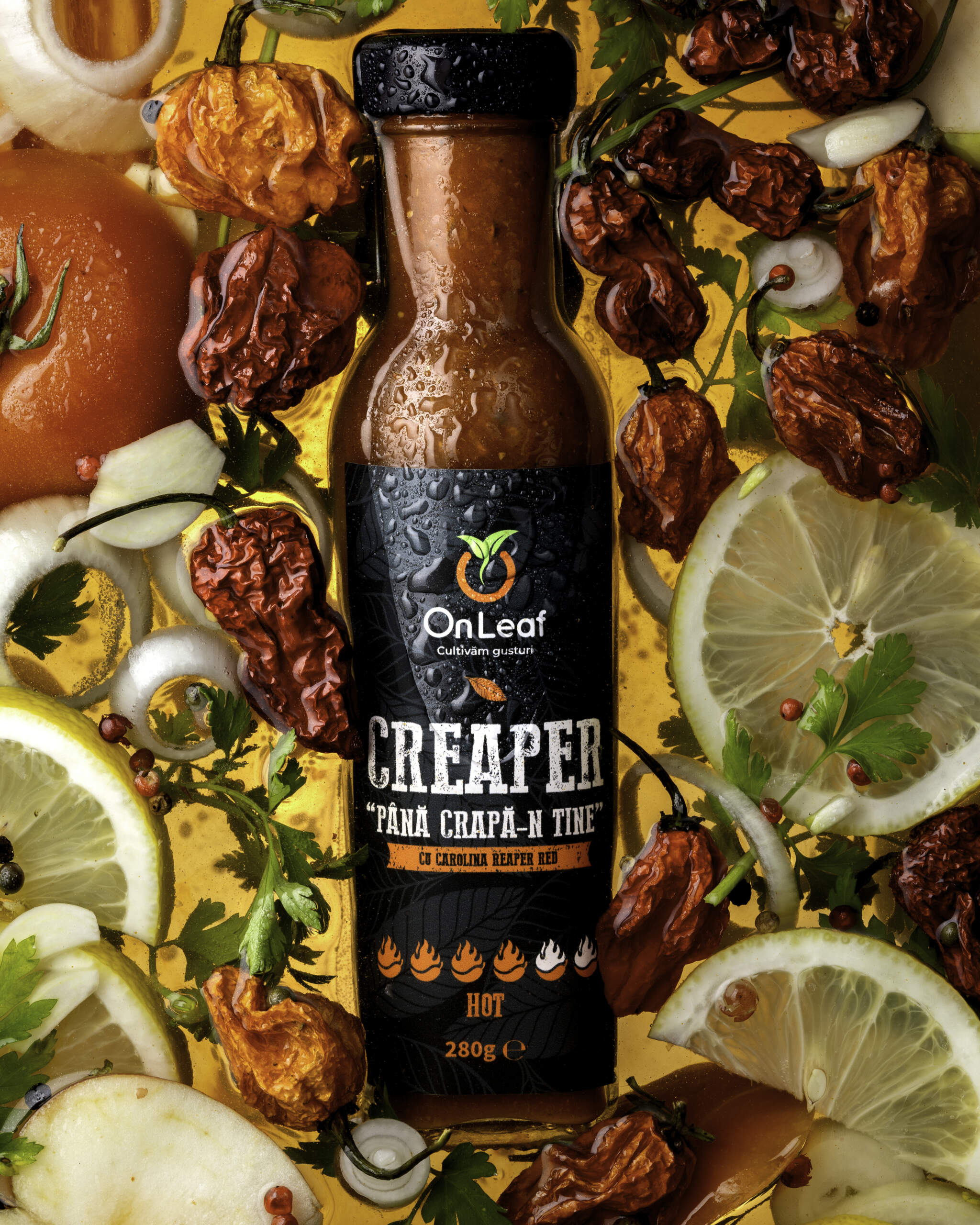 Sos Iute Creaper Hot, Iuțime 4/6, cu Carolina Reaper, 280 g