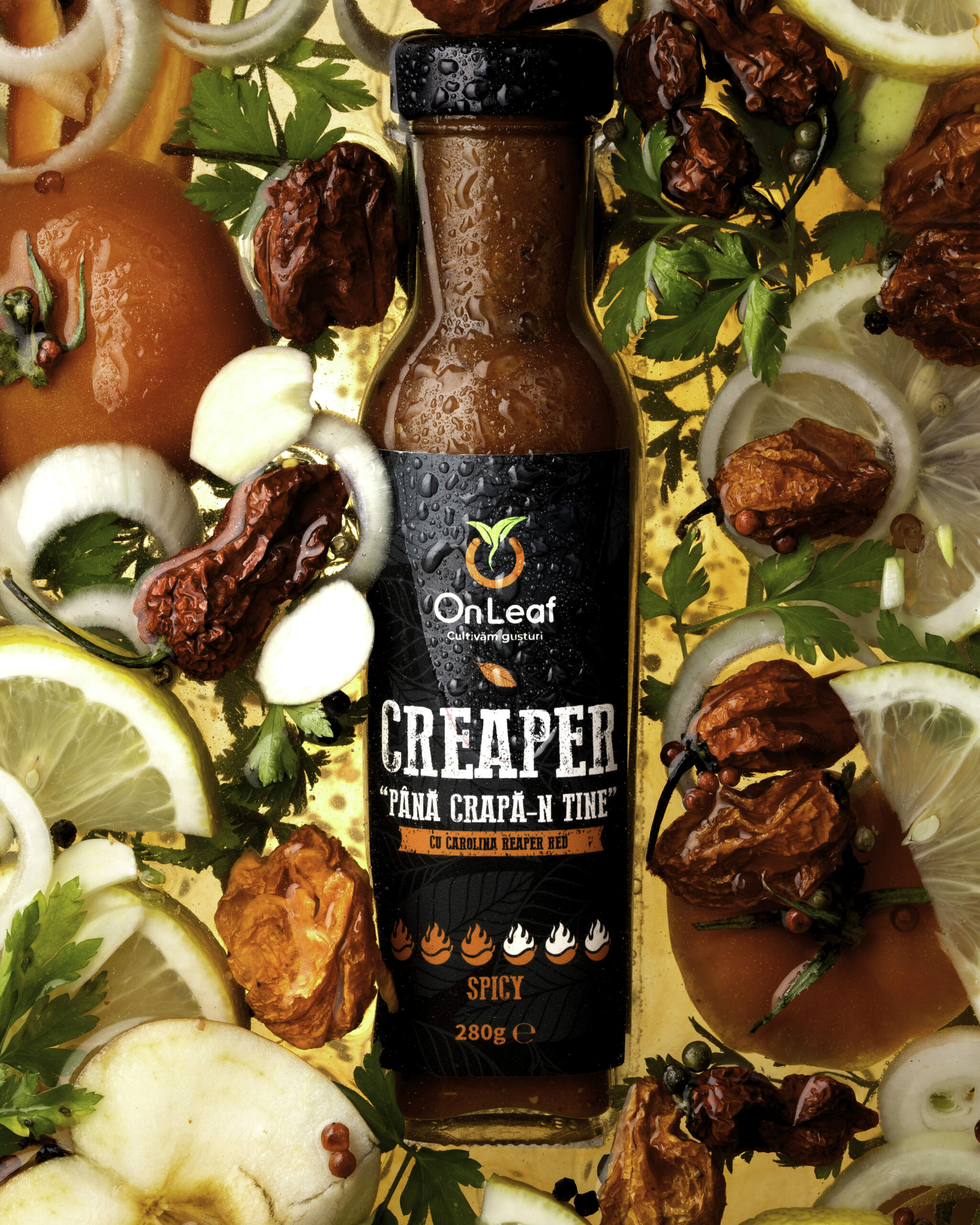 Sos Iute Creaper Spicy, Iuțime 3/6, cu Carolina Reaper, 280 g