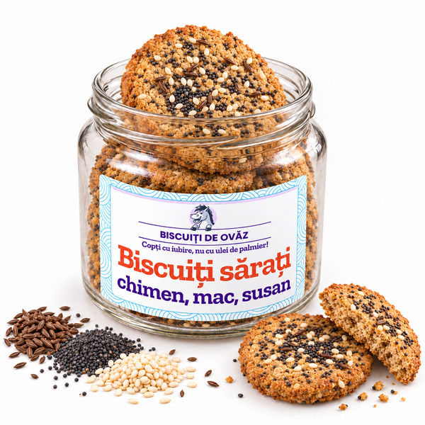 Biscuiți de Ovăz Sărați, cu Chimen, Mac și Susan, Ohvăz, 130 g