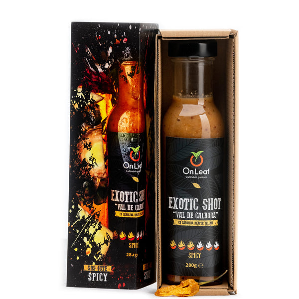 Sos Iute Exotic Shot Spicy, Iuțime 3/6, cu Carolina Reaper, 280 g